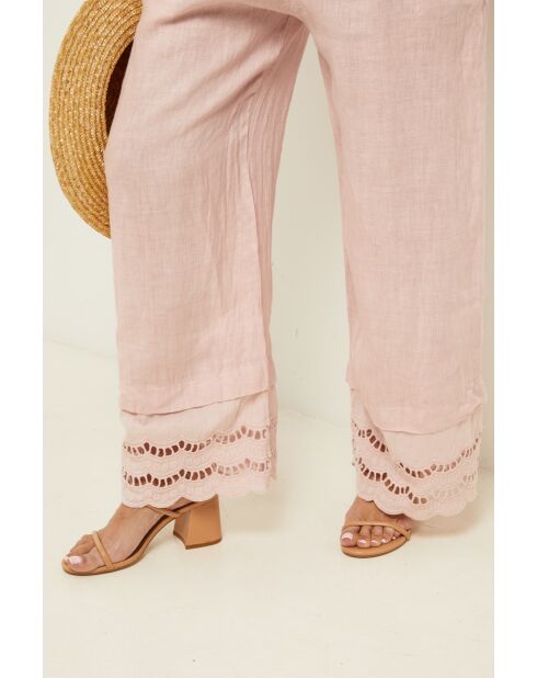 Pantalon en lin Smart rose