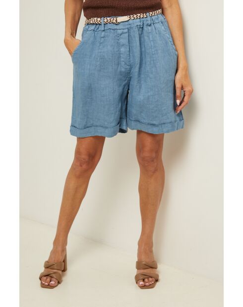 Indigo linnen shorts van Urban