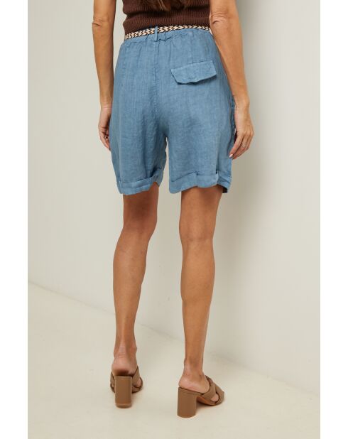 Indigo linnen shorts van Urban