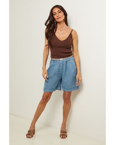 Indigo linnen shorts van Urban