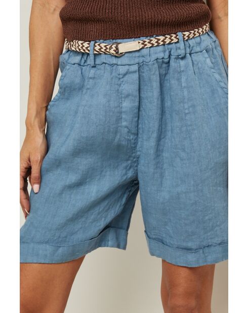 Indigo linnen shorts van Urban