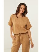 Top en lin Prestige camel