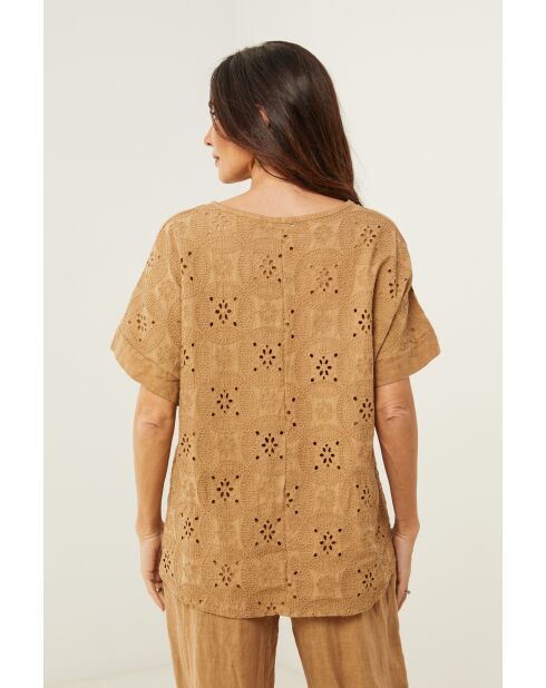 Top en lin Prestige camel