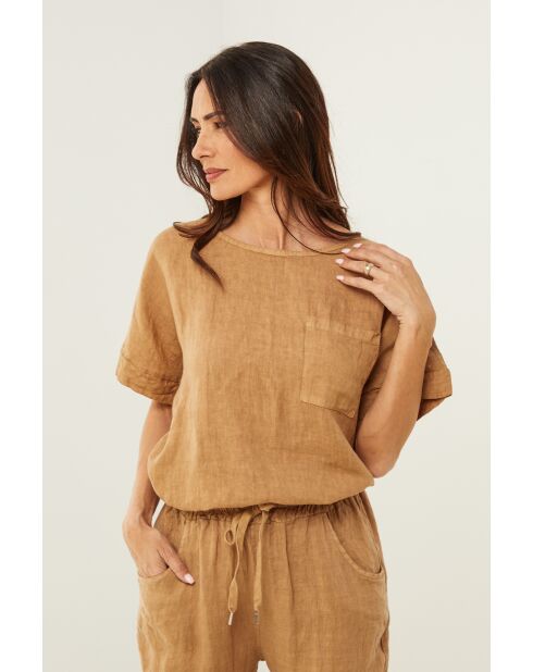 Top en lin Prestige camel