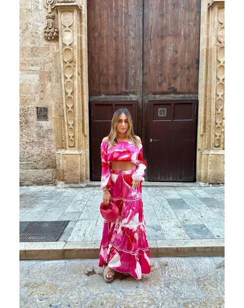 Top Joana pink boa