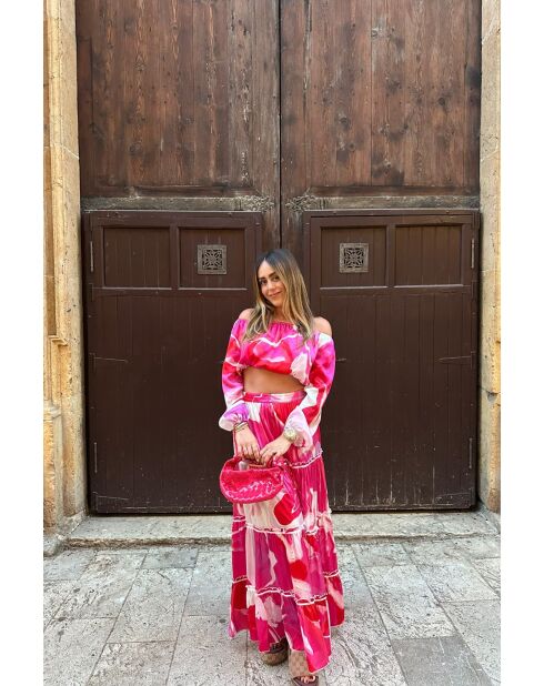 Top Joana pink boa