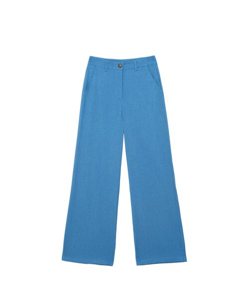 Pross blaue, gerade geschnittene, taillierte Hose