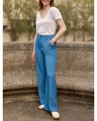 Pross blaue, gerade geschnittene, taillierte Hose