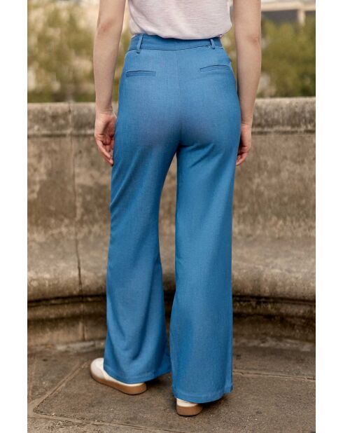 Pross blaue, gerade geschnittene, taillierte Hose