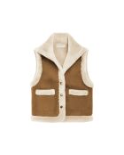 Camelfarbene ärmellose Jacke Vonnie