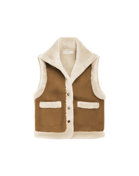 Camelfarbene ärmellose Jacke Vonnie