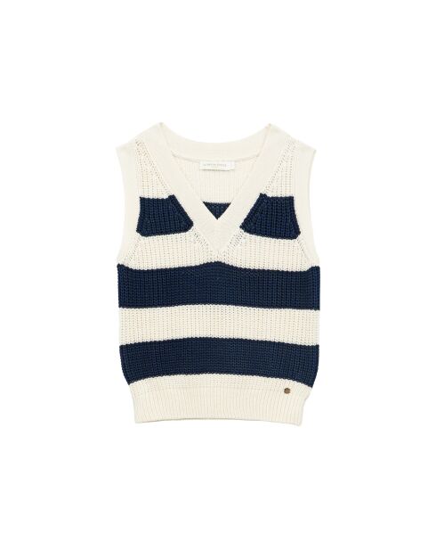 Mawa ärmelloser Pullover in Ecru und Marineblau