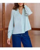Blusa BOWIE verde agua de corte recto