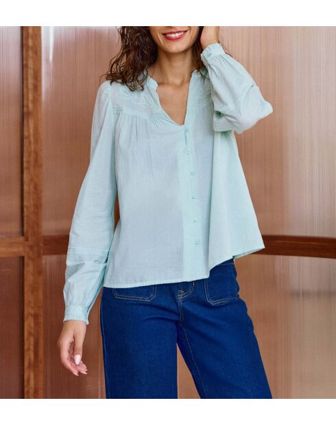 Blusa BOWIE verde agua de corte recto