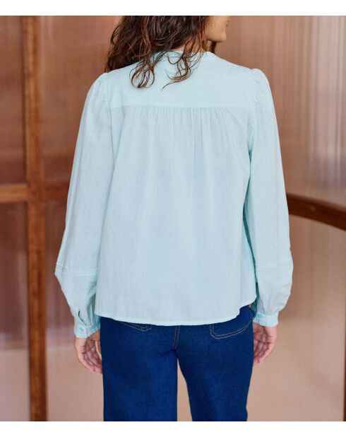 Blusa BOWIE verde agua de corte recto