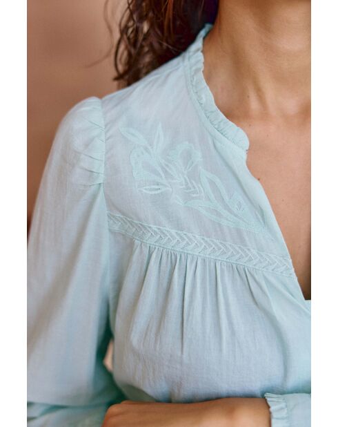 Blusa BOWIE verde agua de corte recto