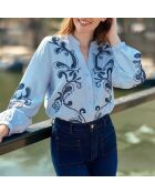 Blouse ample, encolure en V Beyta ciel