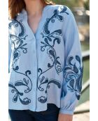 Blouse ample, encolure en V Beyta ciel