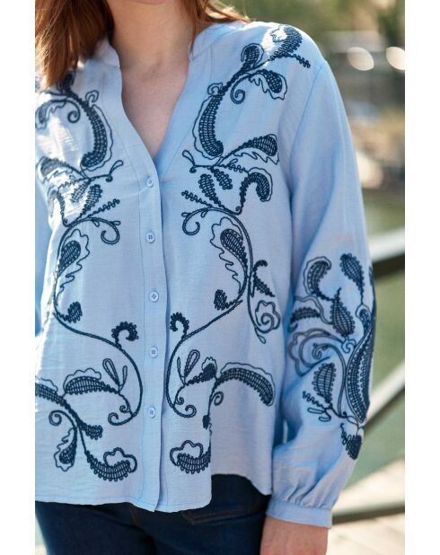 Blouse ample, encolure en V Beyta ciel