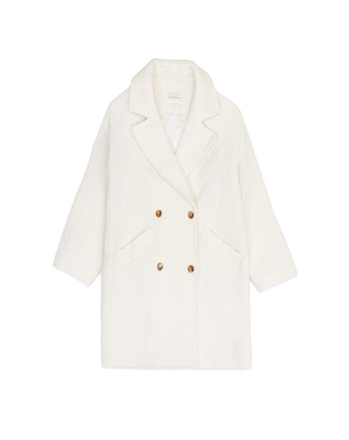 Manteau long en laine coupe droite Naelis écru