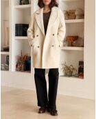 Manteau long en laine coupe droite Naelis écru