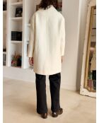 Manteau long en laine coupe droite Naelis écru