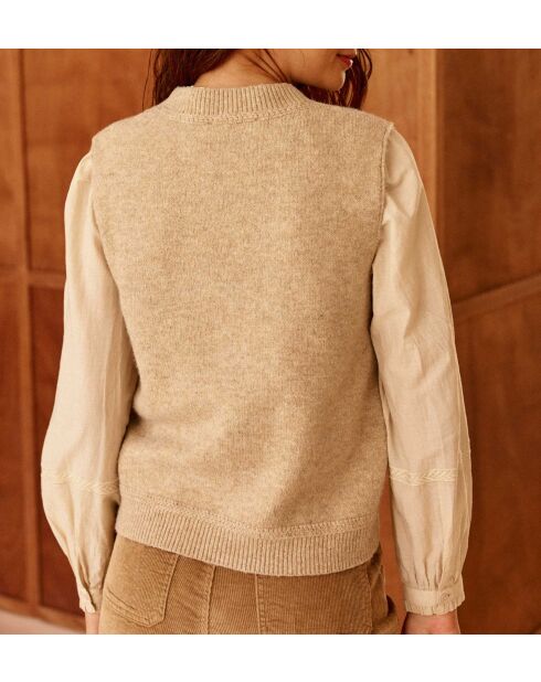 Pull sans manche MANDA beige