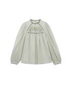 Blusa holgada de color verde británico y crudo