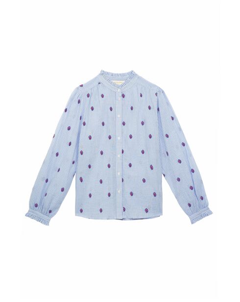 Blouse coupe droite Blooma ciel et ecru