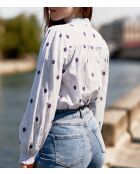 Blusa a taglio dritto Blooma sky ed ecru