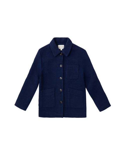 Manteau bi matière coupe droite Nita marine
