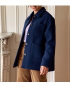Manteau bi matière coupe droite Nita marine