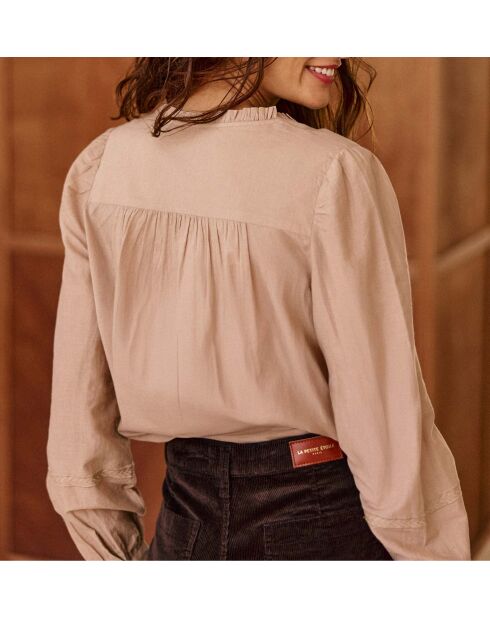 Camelkleurige blouse met rechte snit Bowie