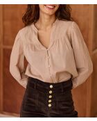Camelkleurige blouse met rechte snit Bowie