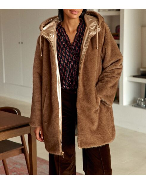 Impermeable mi-long réversible Nainy taupe