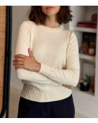 Ecrufarbener Blusenpullover Maha