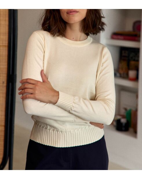 Ecrufarbener Blusenpullover Maha