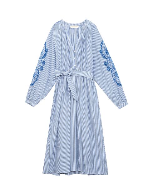 Robe longue rayures Raby bleuetecru