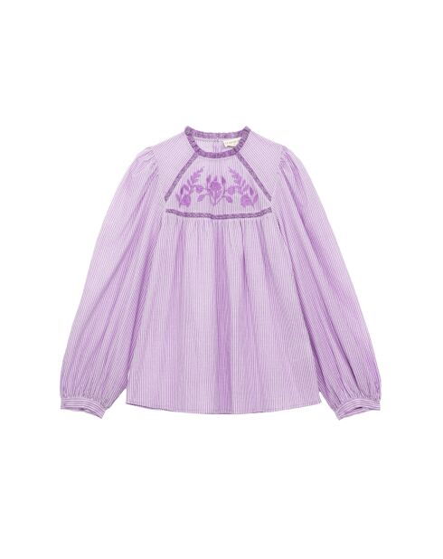 Blouse coupe ample Birtin parme et ecru