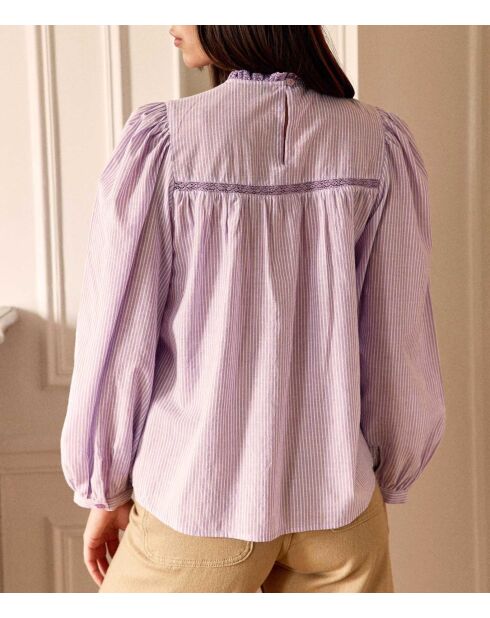 Blouse coupe ample Birtin parme et ecru