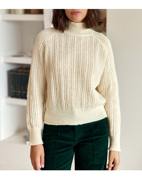 Ecrufarbener Blusenpullover Mavi