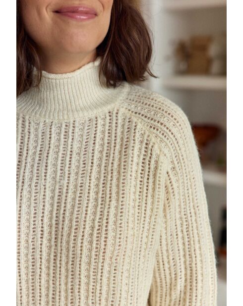 Ecrufarbener Blusenpullover Mavi