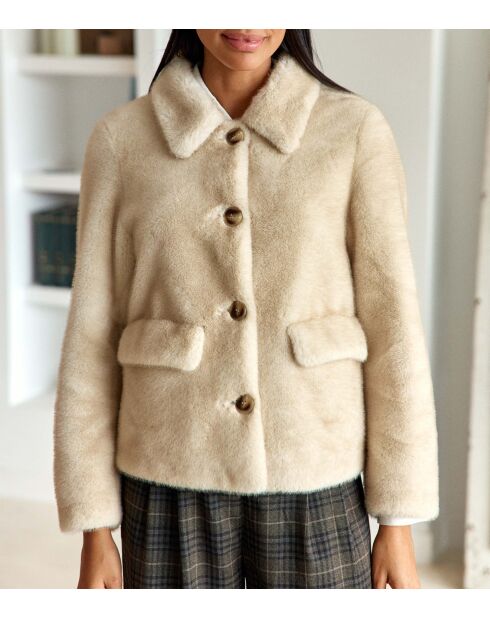 Manteau court coupe droite Nato beige