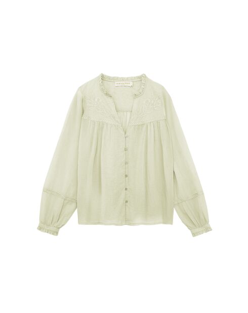 BOWIE amandelgroene blouse met rechte snit