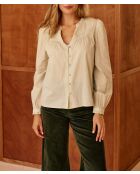 BOWIE amandelgroene blouse met rechte snit