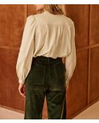 BOWIE amandelgroene blouse met rechte snit