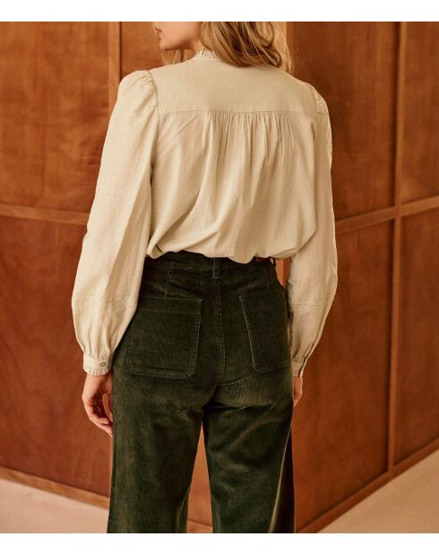 BOWIE amandelgroene blouse met rechte snit