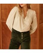 BOWIE amandelgroene blouse met rechte snit