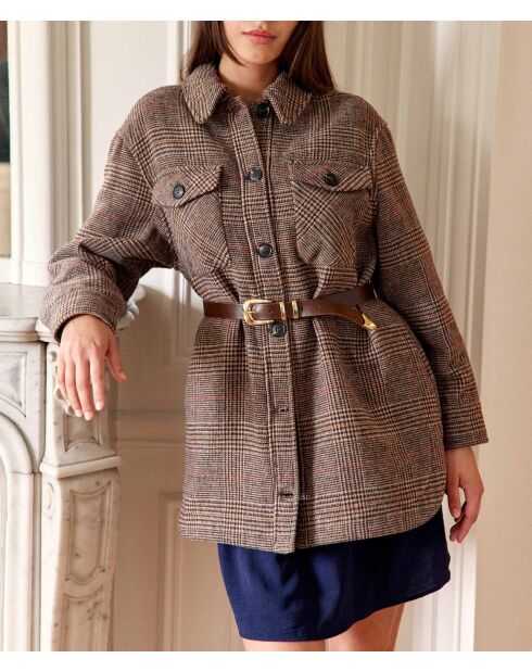 Manteau surchemise coupe droite Neddy carreaux