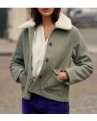 Manteau court coupe droite Nattie kaki